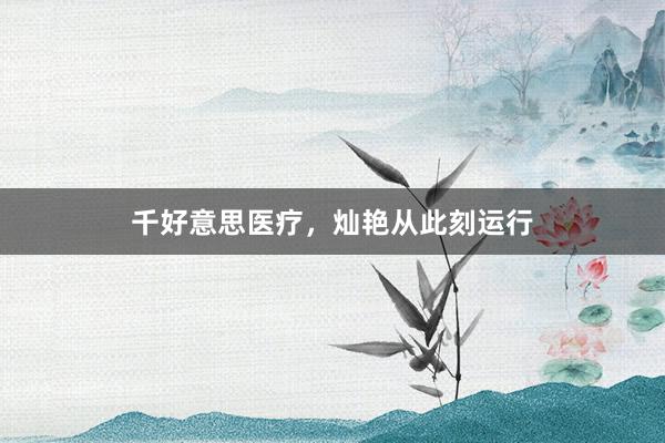 千好意思医疗，灿艳从此刻运行